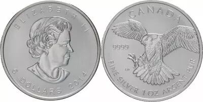 Canada 5 Dollars - Elizabeth II - Peregrine Falcon - 1 Once Silver 2014