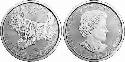 Canada 5 Dollars Elisabeth II - 1 Once Loup Argent 2018