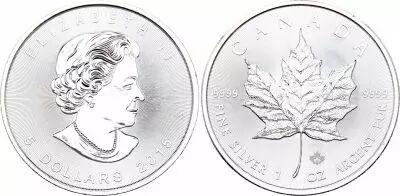 Canada 5 Dollars Elizabeth II - Maple Leaf 1 Oz 2015