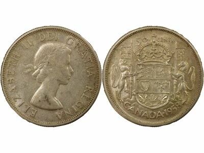 Canada Elizabeth II - 50 Silver Cents, 1st Portrait - 1958 Ottawa