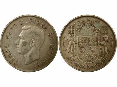 Canada George VI - 50 Cents Argent, 1e Portrait - 1945 Ottawa