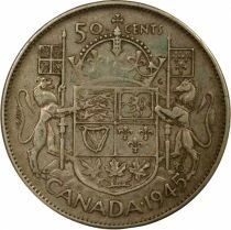 Canada George VI - 50 Cents Argent, 1e Portrait - 1945 Ottawa