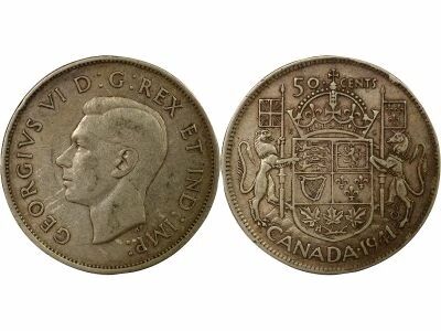 Canada George VI - 50 Cents Argent, 1e Type - 1941 Ottawa