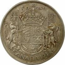 Canada George VI - 50 Silver Cents, 1st Type - 1943 Ottawa