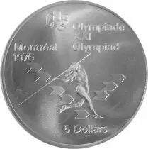 Canada Javelot - 5 Dollars Argent 1975 CANADA - Jeux Olympiques Montr&eacute;al 1976