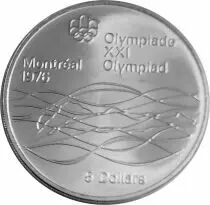 Canada Natation - 5 Dollars Argent 1975 CANADA - Jeux Olympiques Montr&eacute;al 1976