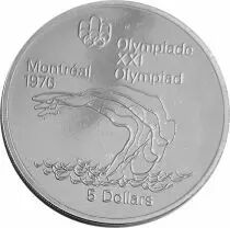 Canada Plongeon - 5 Dollars Argent 1975 CANADA - Jeux Olympiques Montr&eacute;al 1976