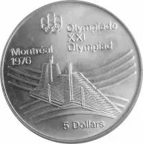 Canada Village olympique - 5 Dollars Argent 1976 CANADA - Jeux Olympiques Montr&eacute;al 1976