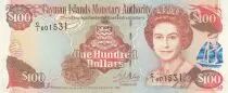 Cayman Islands 100 Dollars 1998 - Elizabeth II, harbor view - Serial C1