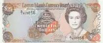 Cayman Islands 25 Dollars 1996 - Elizabeth II, islands map - Serial B1