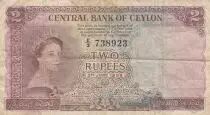 Ceil�n 2 Rupees - Elizabeth II - 03-06-1952 - Serial E.3