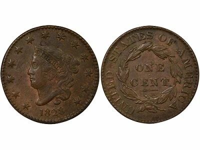 Cent, Coronet / Matron, Type 1 - 1828 Philadelphia