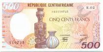 Central African Republic 500 Francs Carving and jug - 1987 - UNC - P .14c