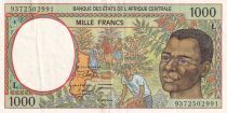 Central African States 1000 Francs -  Young man - Harvesting coffee beans - 1993 - L (Gabon) - P.402La