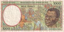 Central African States 1000 Francs -  Young man - Harvesting coffee beans - 1994 - L (Gabon) - P.402Lb