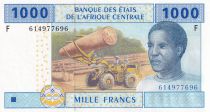 Central African States 1000 Francs - Young man, lumbering, harverst - Letter F (Centrafrica)