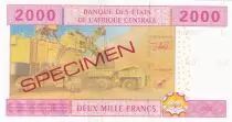 Central African States 2000 Francs 2002 - Young lady, dam, mining  - U = Cameroon - Specimen