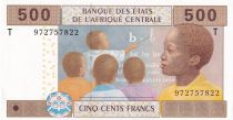 Central African States 500 Francs - Education - Village - 2002 - Letter T (Congo) - P.106T