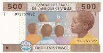 Central African States 500 Francs - Education - Village - 2002 - Letter T (Congo) - P.106T