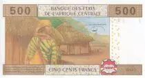 Central African States 500 Francs - Education - Village - 2002 - Letter T (Congo) - P.106T