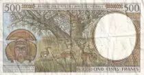 Central African States 500 Francs - Young man - Ox, deers - ND (1994) - F (Centrafrique) VF - P.301Fc