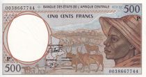 Central African States 500 Francs - Young man, ox, deers - 2000 - Lettrer P (Chad) - P.601Pg
