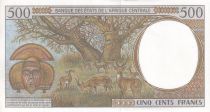 Central African States 500 Francs - Young man, ox, deers - ND (1993-2000) - Letter L ( Gabon) - P.401L