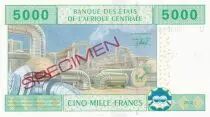 Central African States 5000 Francs Oil raffinery - Letter U Cameroon - 2002 - Specimen