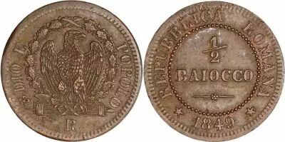 Cerde�a 1/2 Baiocco - Roman Republic -1848 R