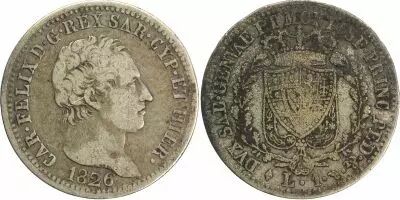 Cerde�a 1 Lire Carlo Felix - Arms - 1826 L