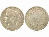Ceres - 1 Silver Franc, IIIrd Republic -1872 K Bordeaux