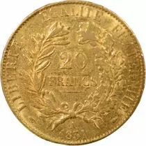 Ceres - 20 Gold Francs,  IInd Republic - 1851 A Paris