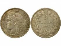 Ceres - 5 Francs Silver, without Lettering - 1870 A Paris