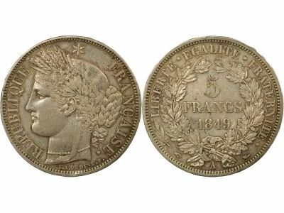Ceres - 5 Silver Francs, IInd Republic - 1849 A Paris