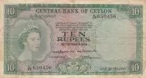 Ceylon 10 Rupees - Elizabeth II - 03-06-1952 - Serial L.42