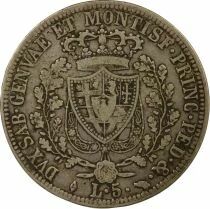 Charles-Felix - 5 Silver Lire - 1825 L Turin