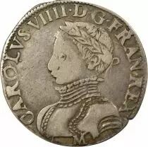 Charles IX - 1/2 Silver Testone, 2nd Type - 1565 M Toulouse