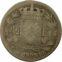 Charles X - 1/2 Silver Franc - 1828 BB Strasbourg