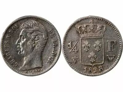 Charles X - 1/4 Franc Argent 1828 W Lille