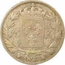 Charles X - 5 Silver Francs, 2nd Type - 1827 W Lille