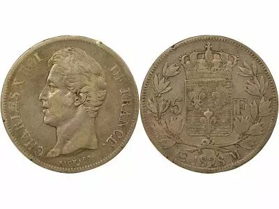 Charles X - 5 Silver Francs, 2nd Type - 1828 M Toulouse