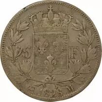 Charles X - 5 Silver Francs, 2nd Type - 1828 M Toulouse