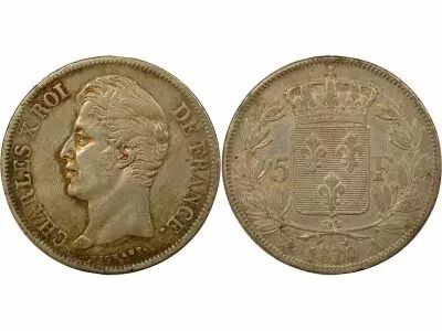Charles X - 5 Silver Francs, 2nd Type, Incuse Edge - 1830 A Paris