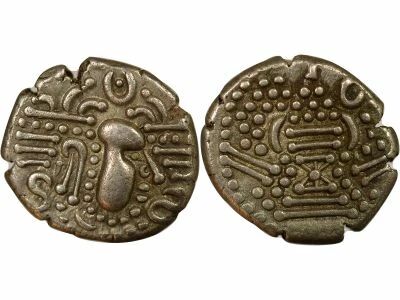 Chaulukyas of Gujarat - Silver Gadhaiya Paisa - 950 / 1189