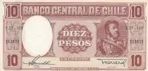 Chile 1 Centisimo on 10 Pesos - Manuel Bulnes - 19(58-61)
