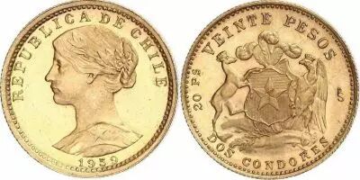 Chile 20 Pesos - Liberty - 1959 - Gold