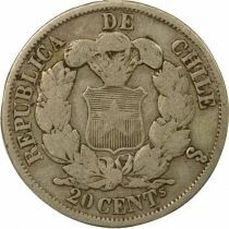 Chile 20 Silver Centavos - 1865 So Santiago