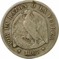 Chile 20 Silver Centavos - 1865 So Santiago