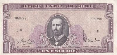 Chili 1 Escudo Arturo Prat - Fundaci�n de Santiago - 1962-1973