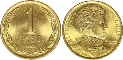 Chili 1 Peso 1990 - Bernardo O�Higgins
